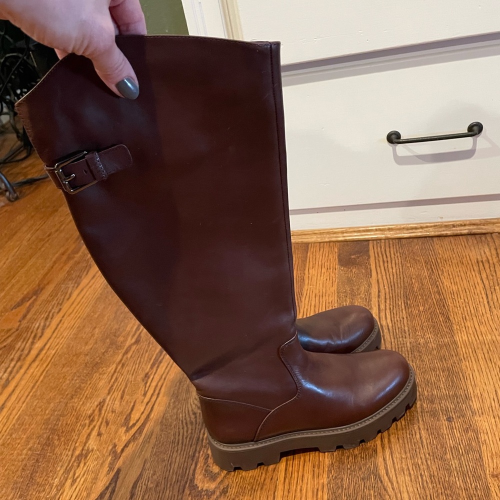 Brown Leather Knee-High Boots